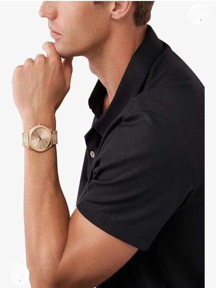 MK Oversized Slim Runway Beige Gold-Tone Watch