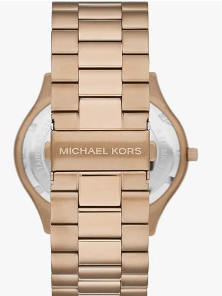 MK Oversized Slim Runway Beige Gold-Tone Watch