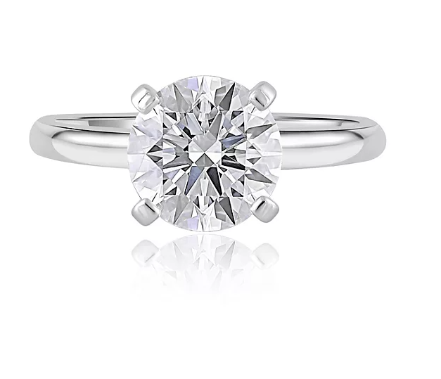 Lab Created Round Cut Solitaire Diamond Ring in 18K Gold