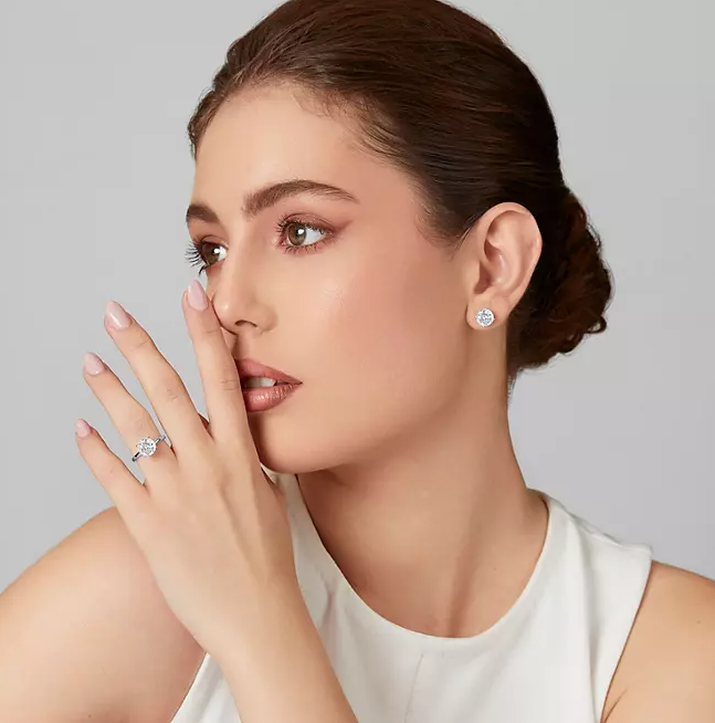 Lab Created Round Cut Solitaire Diamond Ring in 18K Gold