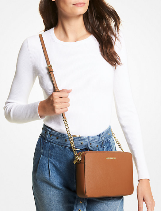 MK Jet Set Large Saffiano Leather Cross Body Bag