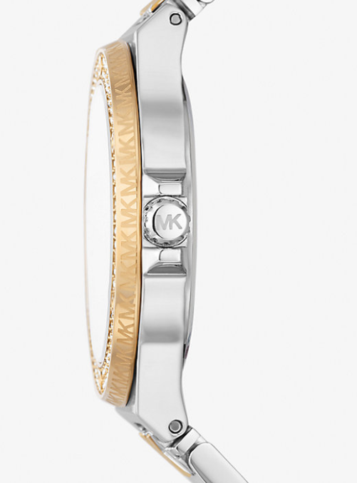 MK Lennox Pavé Two-Tone Logo Watch