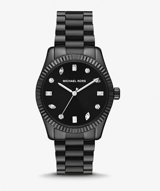 MK Lexington Pavé Black-Tone Watch