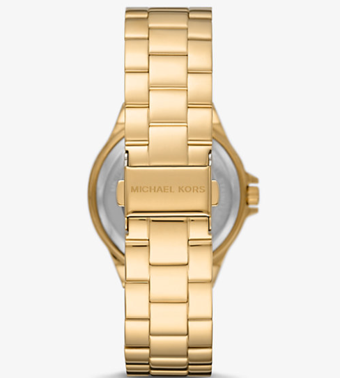 Michael Kors Lennox Pavé Logo Gold-Tone Logo Watch