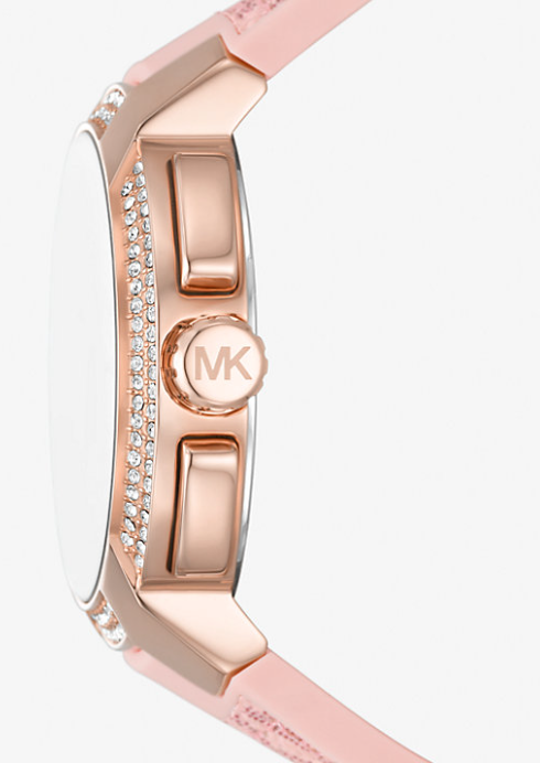 MK Oversized Sydney Pavé Rose Gold-Tone and Logo Watch