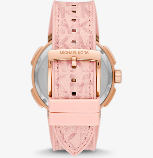 MK Oversized Sydney Pavé Rose Gold-Tone and Logo Watch