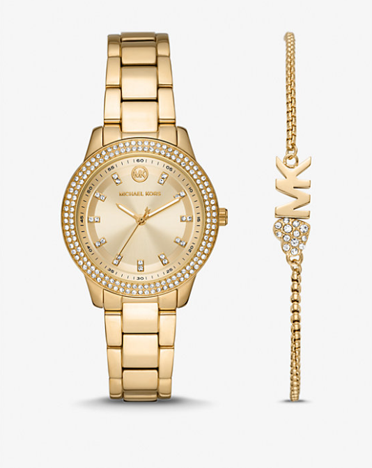 MK Mini Tibby Pavé Watch and Bracelet Gift Set