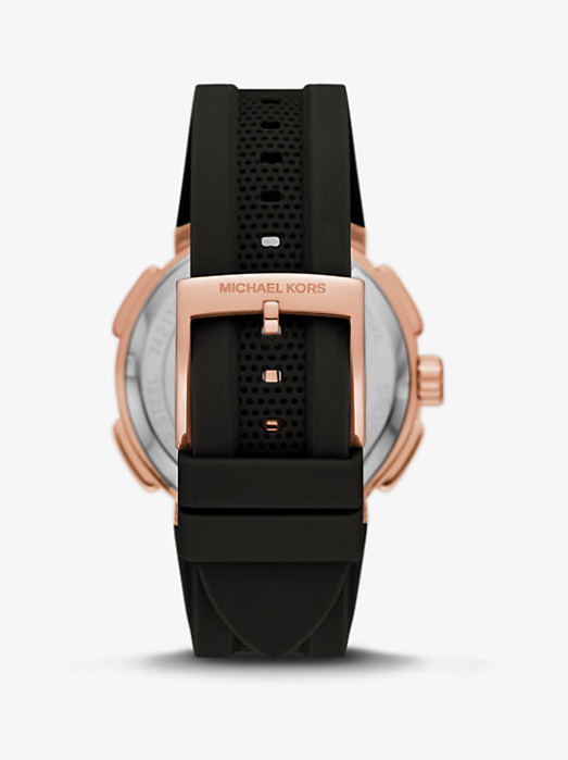 MK Oversized Sydney Pavé Rose Gold-Tone and Logo Watch