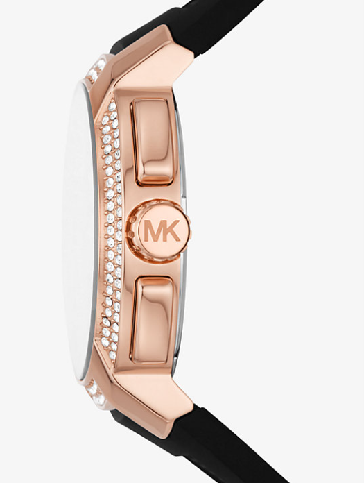 MK Oversized Sydney Pavé Rose Gold-Tone and Logo Watch