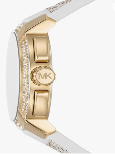 MK Oversized Sydney Pavé Rose Gold-Tone and Logo Watch