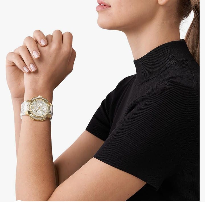 MK Oversized Sydney Pavé Rose Gold-Tone and Logo Watch