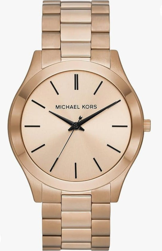 MK Oversized Slim Runway Beige Gold-Tone Watch