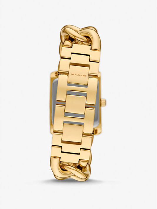 MK Mini Emery Animal Pavé Gold-Tone Curb Link Watch